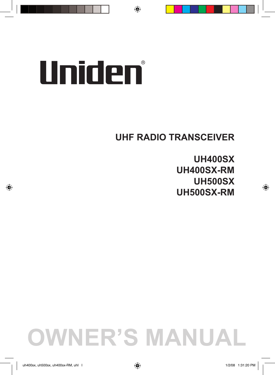 Uniden UH400SX User Manual | 36 pages