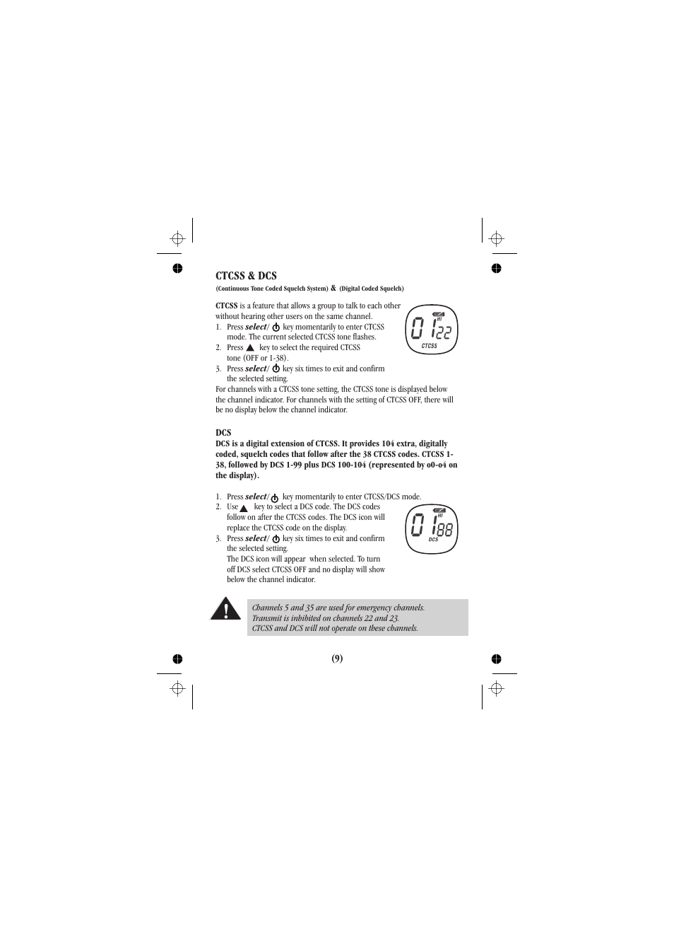 Ctcss & dcs | Uniden uh012sx User Manual | Page 22 / 28
