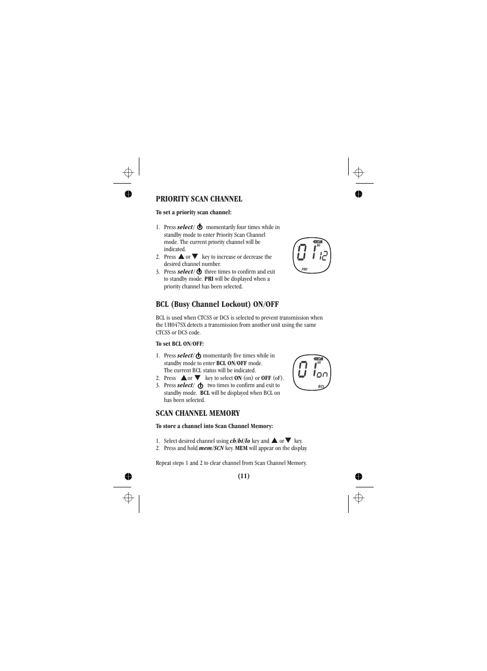 Priority scan channel | Uniden uh012sx User Manual | Page 24 / 28