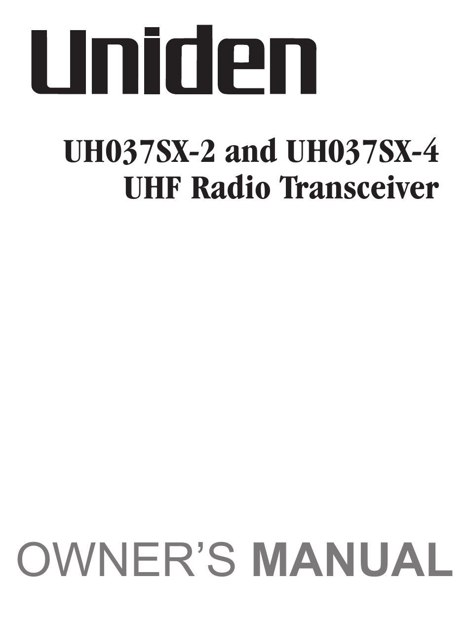 Uniden UH037SX-2 User Manual | 12 pages