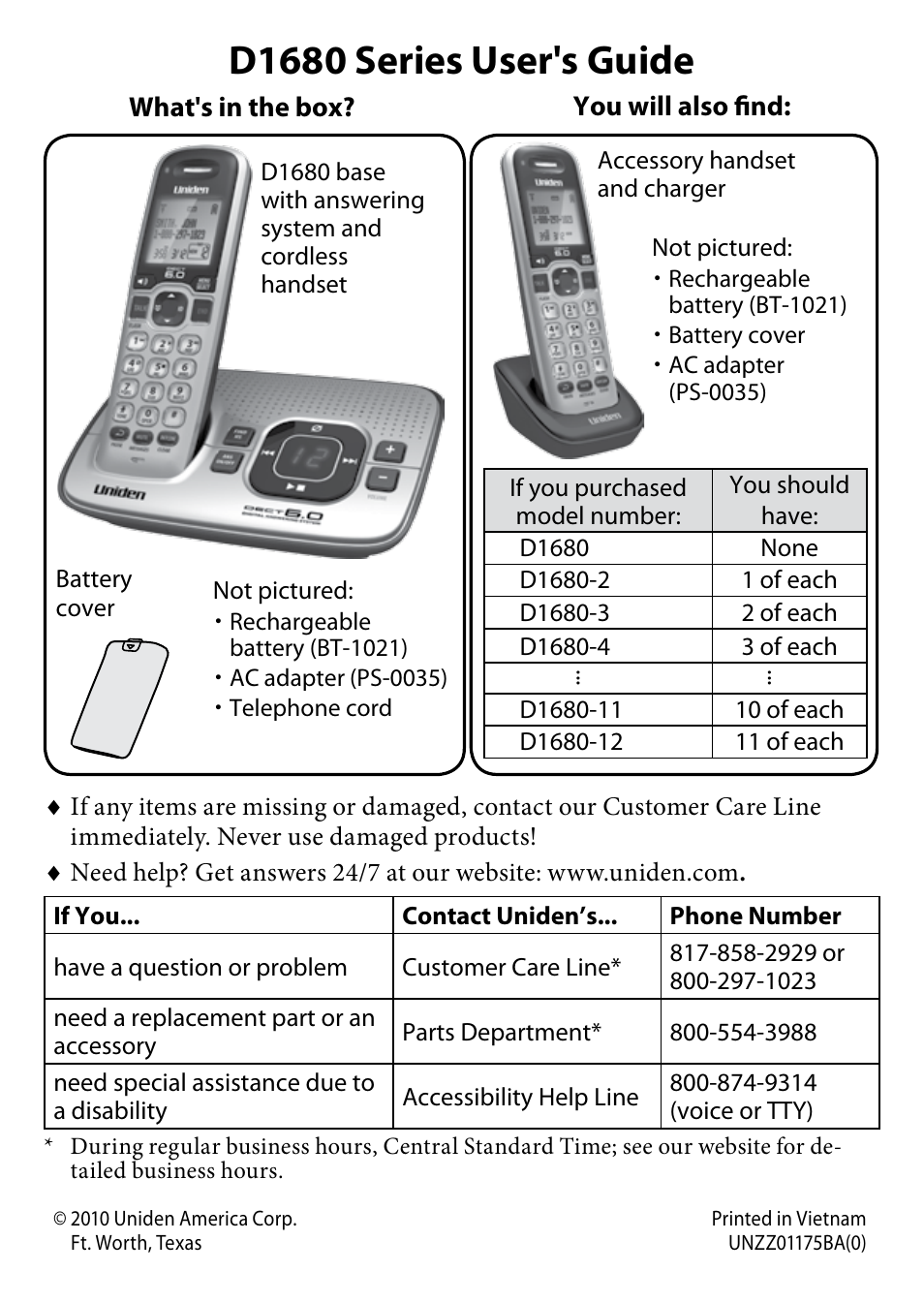 Uniden D1680-9 User Manual | 22 pages