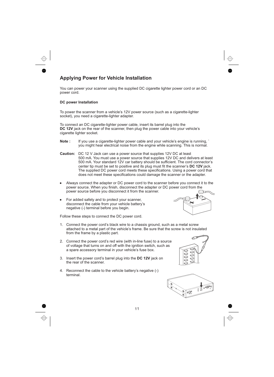 Applying power for vehicle installation | Uniden UBCT8 User Manual | Page 15 / 68