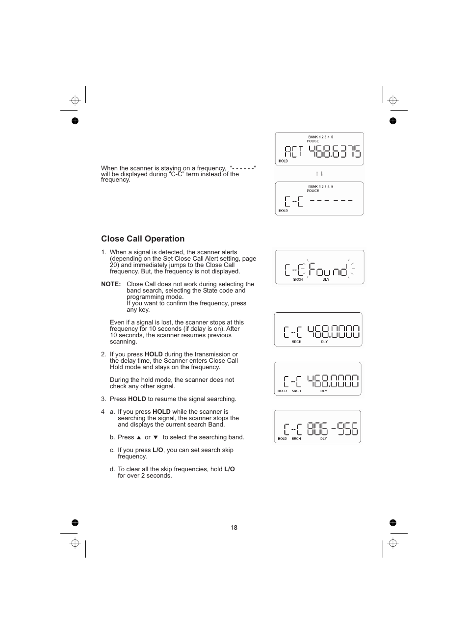 Close call operation | Uniden UBCT8 User Manual | Page 22 / 68