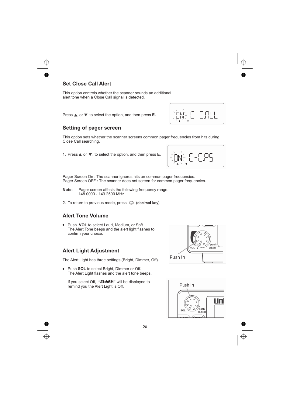 Set close call alert | Uniden UBCT8 User Manual | Page 24 / 68