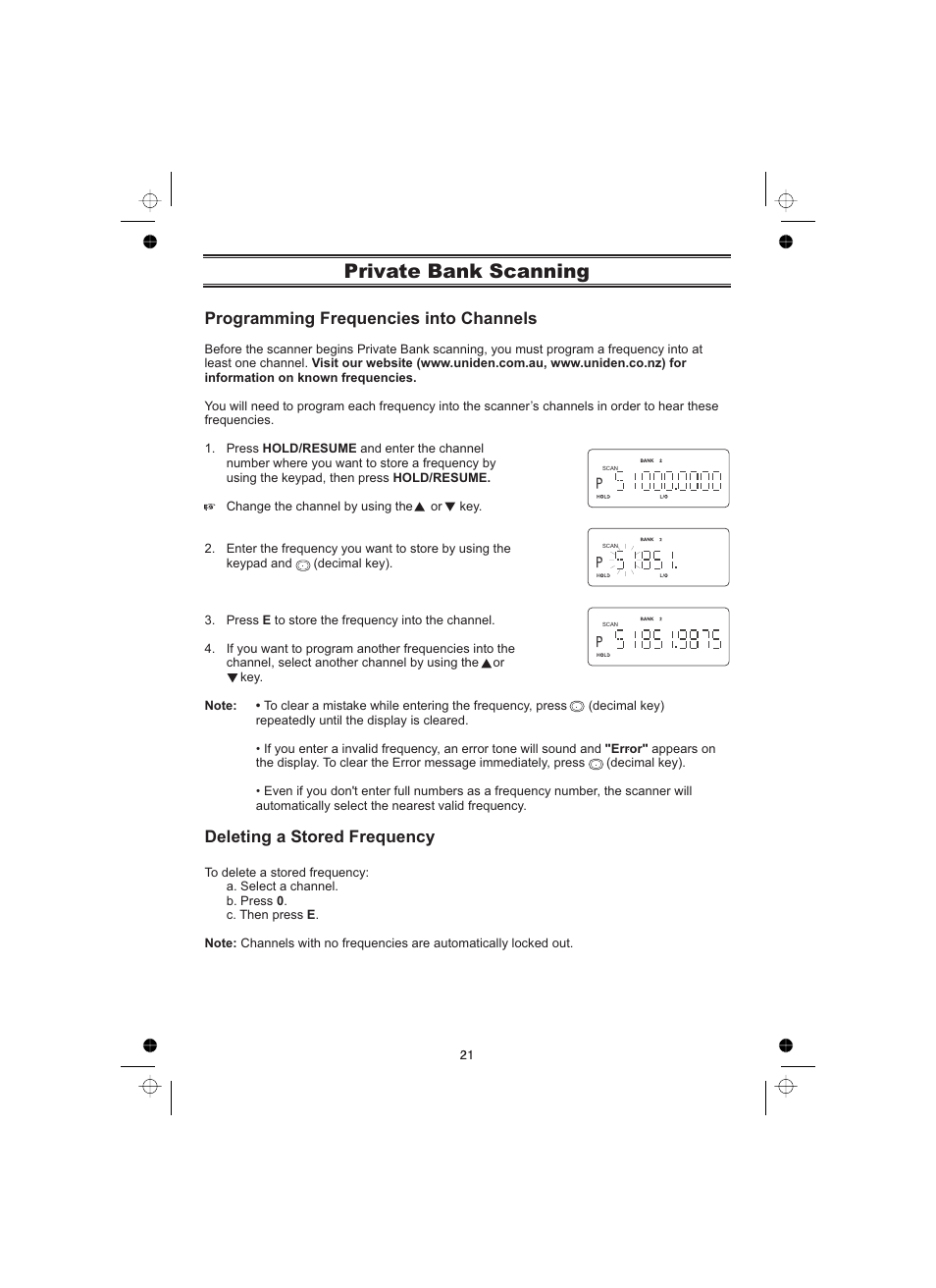 Private bank scanning | Uniden UBCT8 User Manual | Page 25 / 68