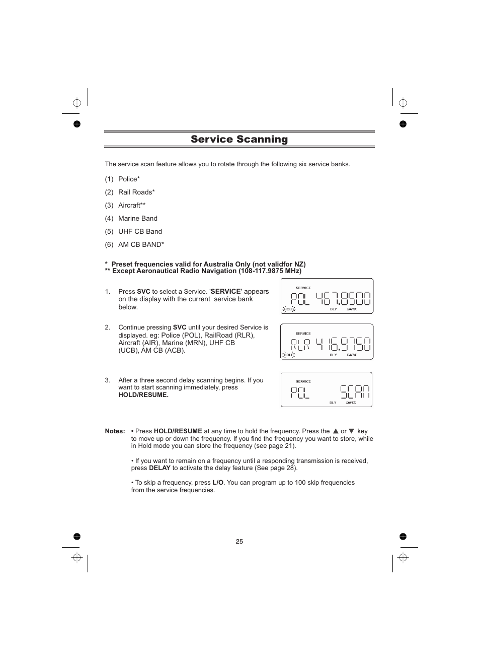 Service scanning | Uniden UBCT8 User Manual | Page 29 / 68