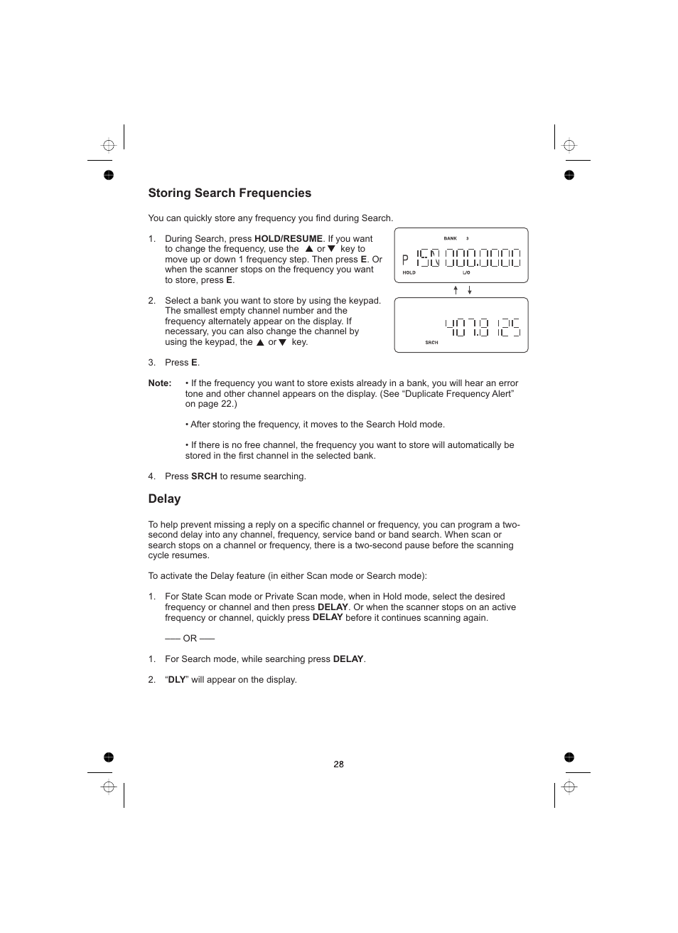 Storing search frequencies delay | Uniden UBCT8 User Manual | Page 32 / 68