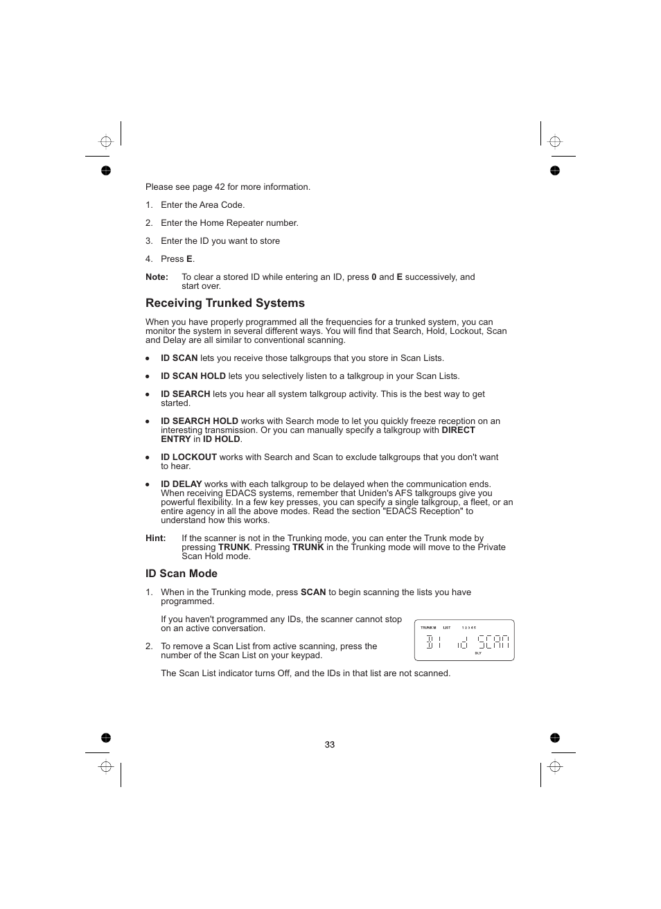 Receiving trunked systems | Uniden UBCT8 User Manual | Page 37 / 68