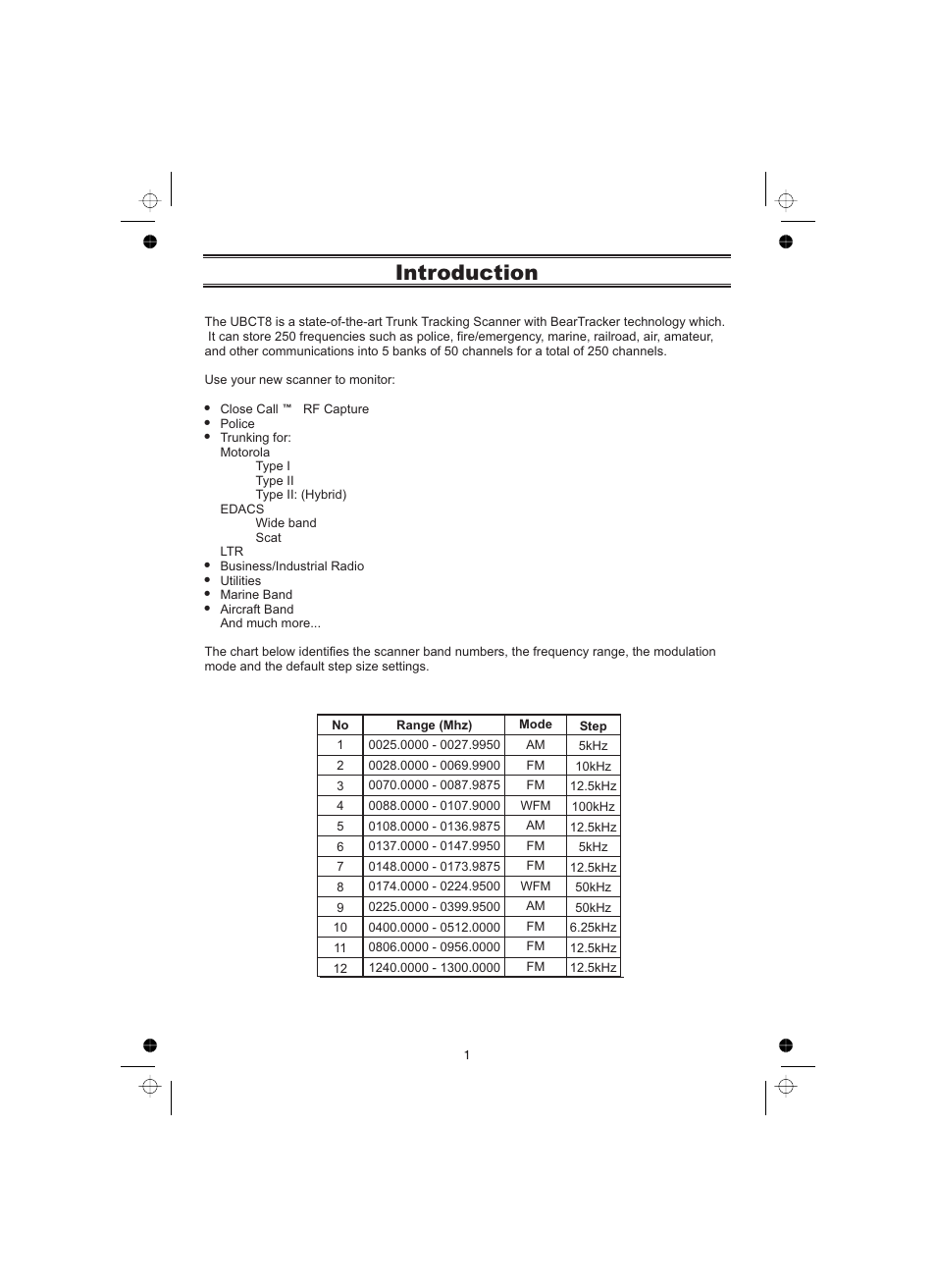 Introduction | Uniden UBCT8 User Manual | Page 5 / 68