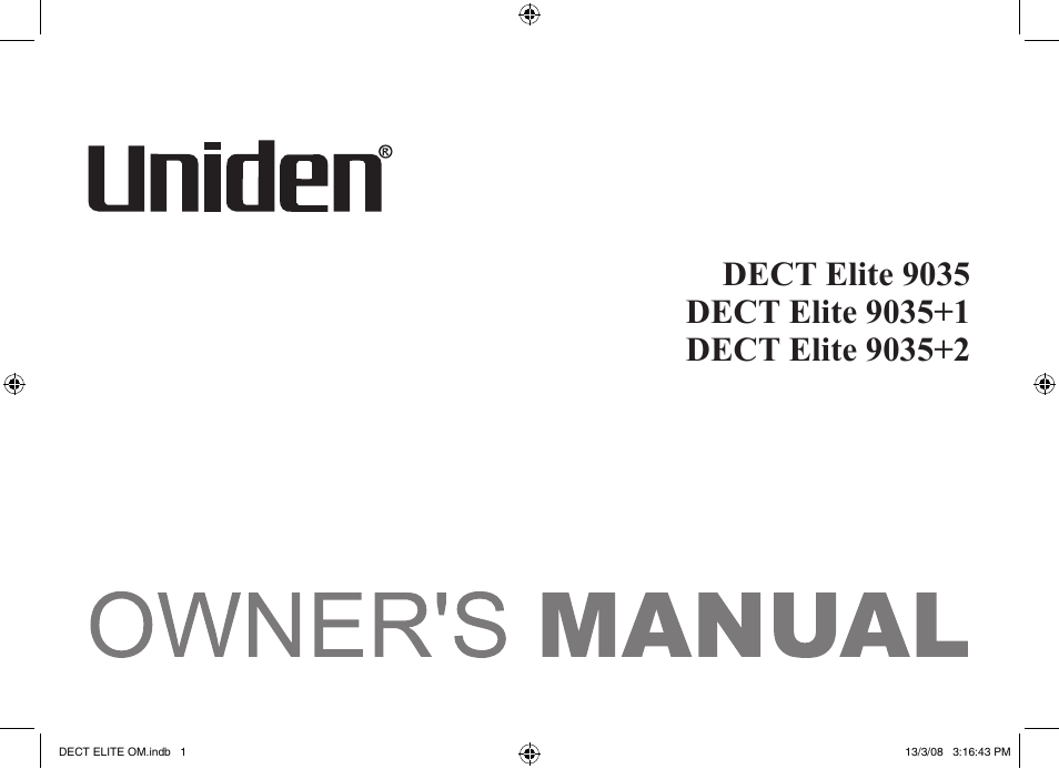 Uniden 9035 User Manual | 68 pages