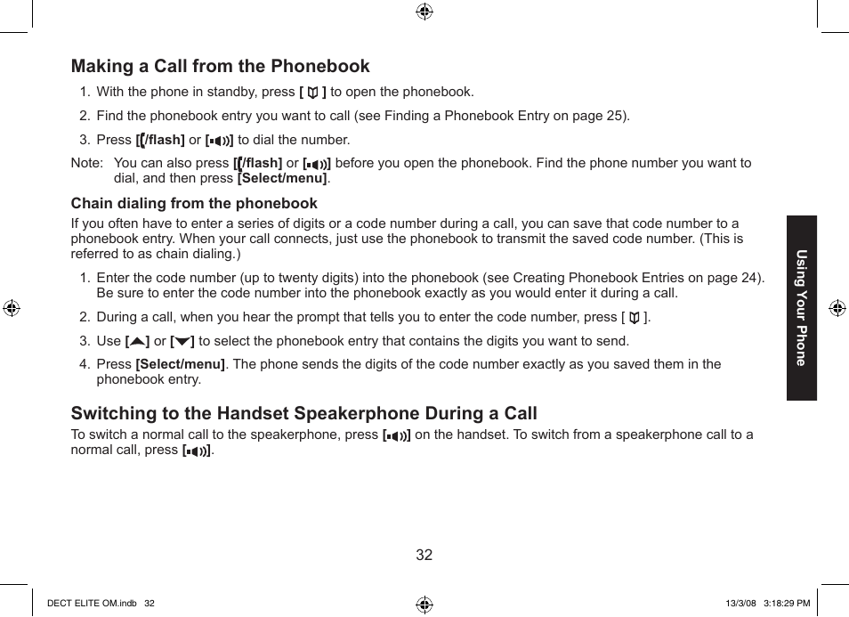 Making a call from the phonebook | Uniden 9035 User Manual | Page 33 / 68