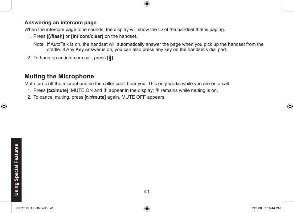 Muting the microphone | Uniden 9035 User Manual | Page 42 / 68