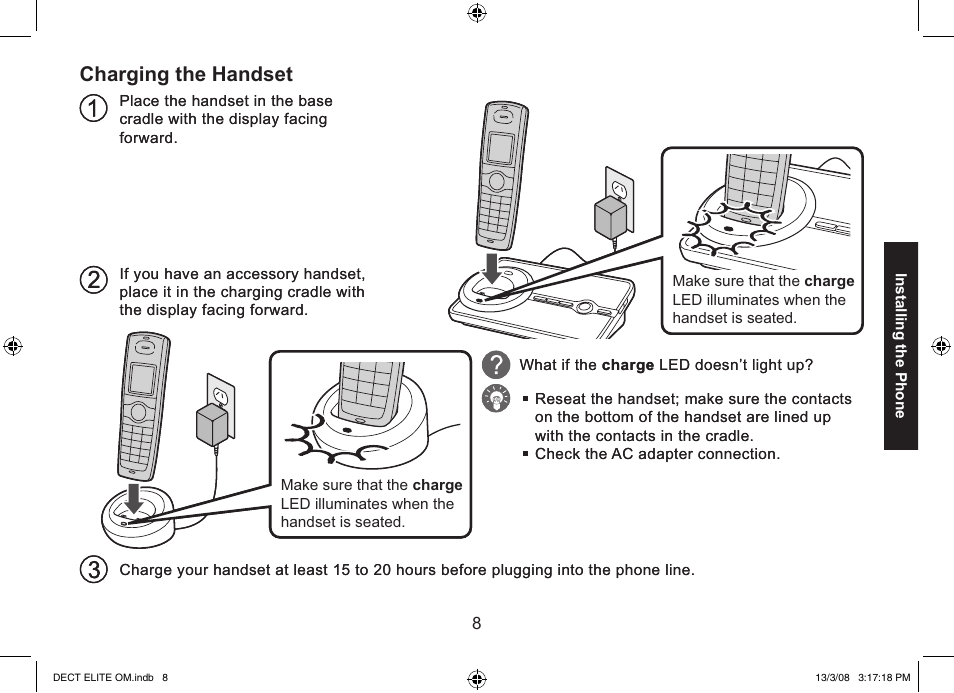 Charging the handset | Uniden 9035 User Manual | Page 9 / 68