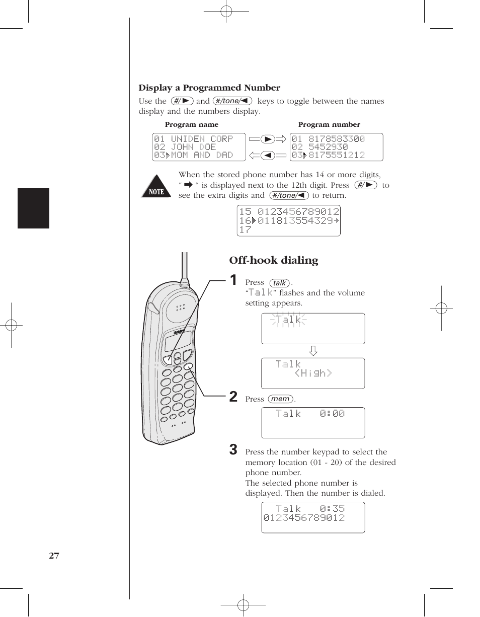Off-hook dialing | Uniden 8985 User Manual | Page 30 / 62