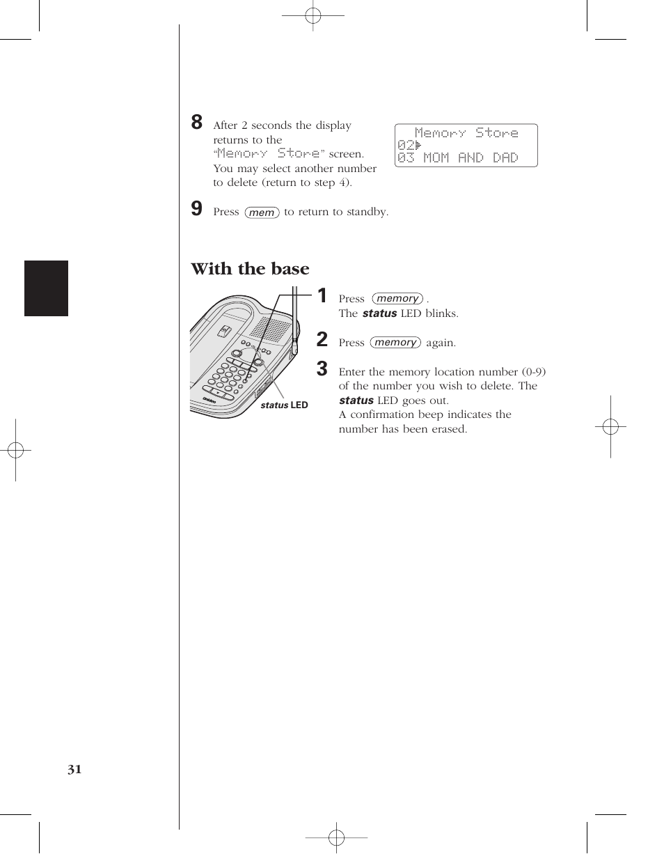 With the base | Uniden 8985 User Manual | Page 34 / 62