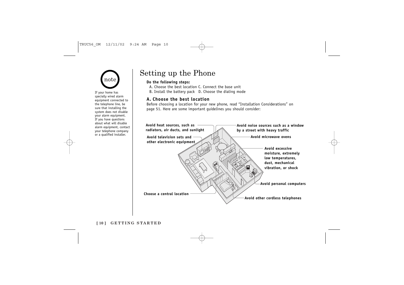 Setting up the phone | Uniden NEO TRUC56 User Manual | Page 12 / 60