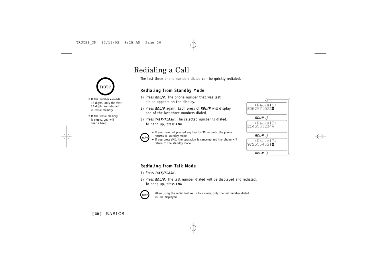 Redialing a call | Uniden NEO TRUC56 User Manual | Page 22 / 60