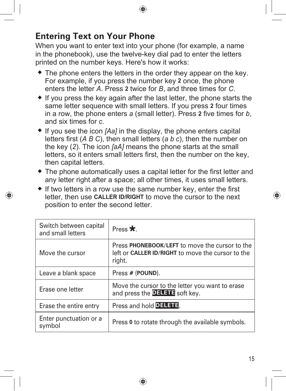 Entering text on your phone | Uniden DECT4066-3 User Manual | Page 17 / 48