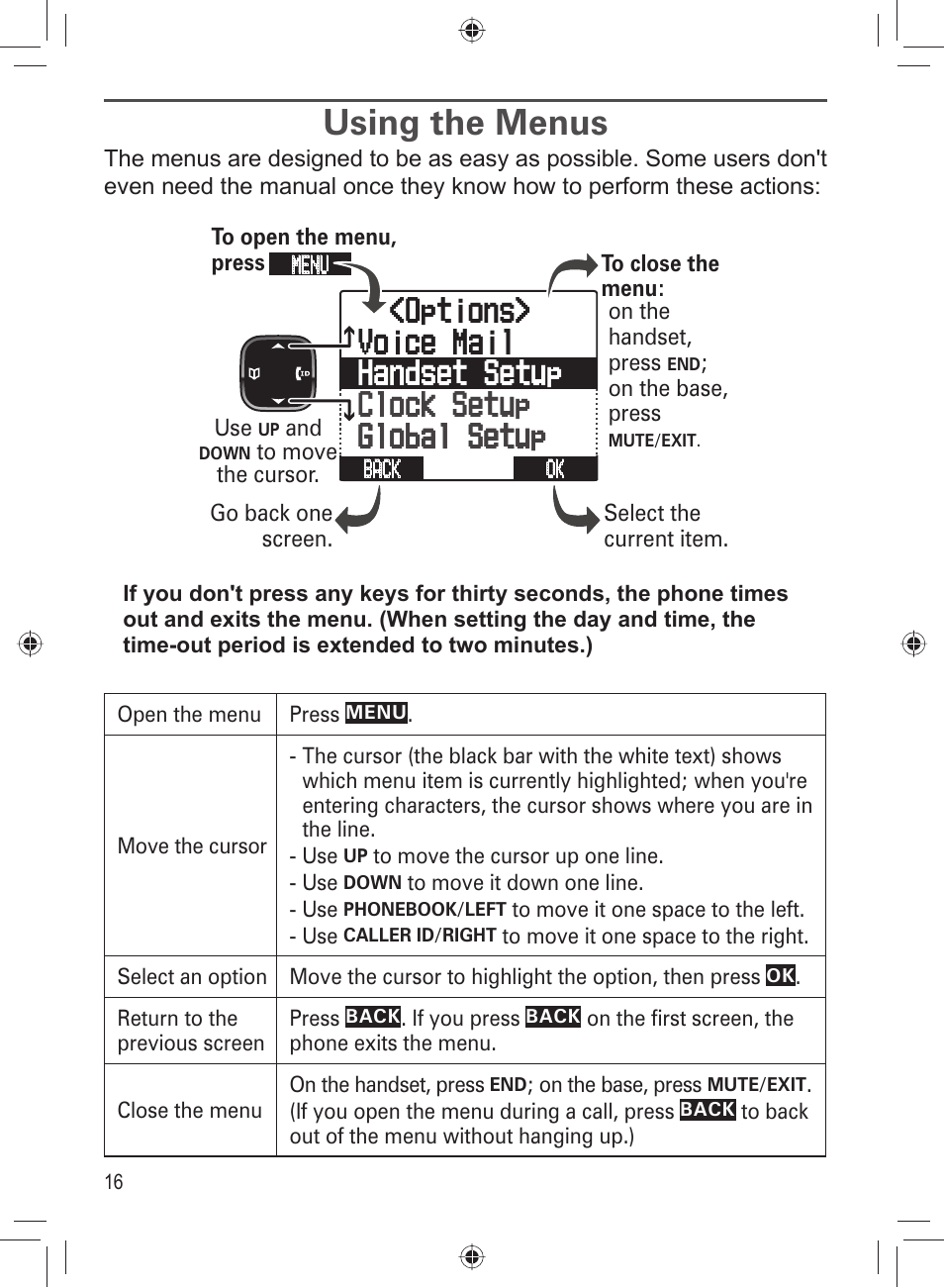 Using the menus | Uniden DECT4066-3 User Manual | Page 18 / 48