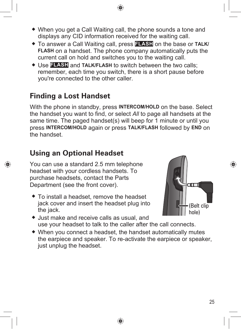 Finding a lost handset, Using an optional headset | Uniden DECT4066-3 User Manual | Page 27 / 48