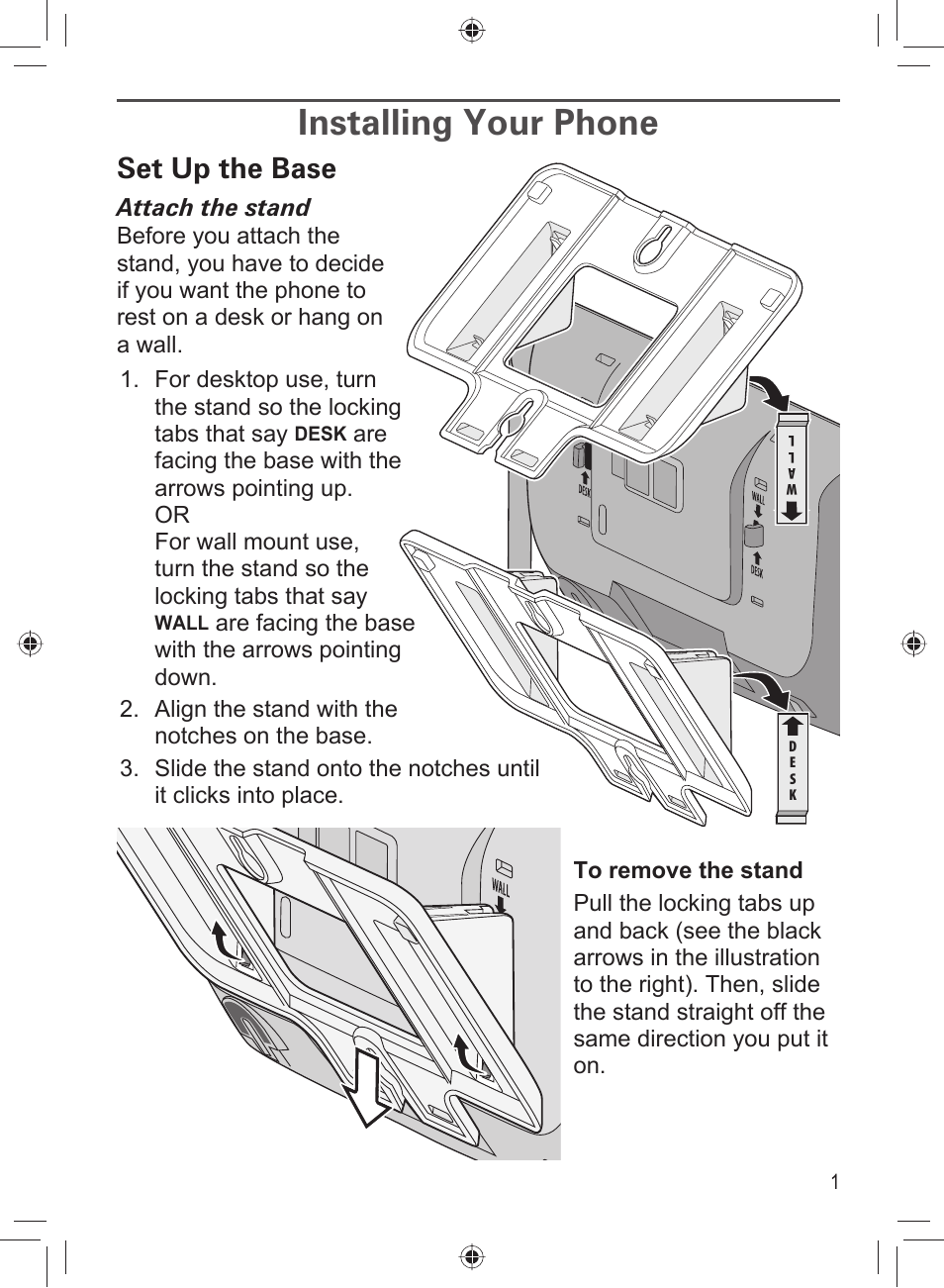 Installing your phone, Set up the base | Uniden DECT4066-3 User Manual | Page 3 / 48