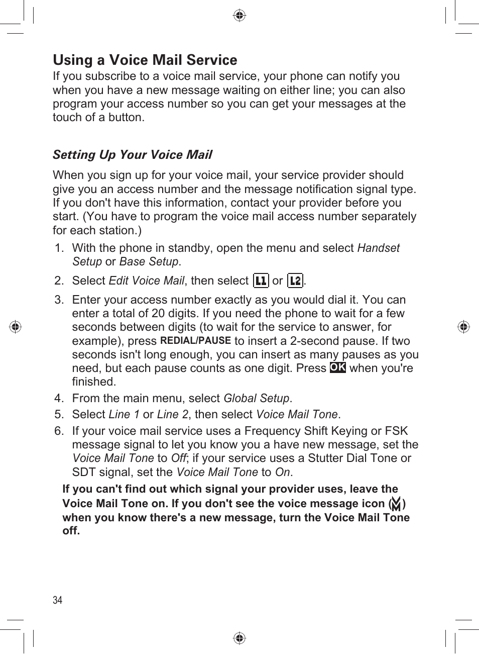 Using a voice mail service | Uniden DECT4066-3 User Manual | Page 36 / 48