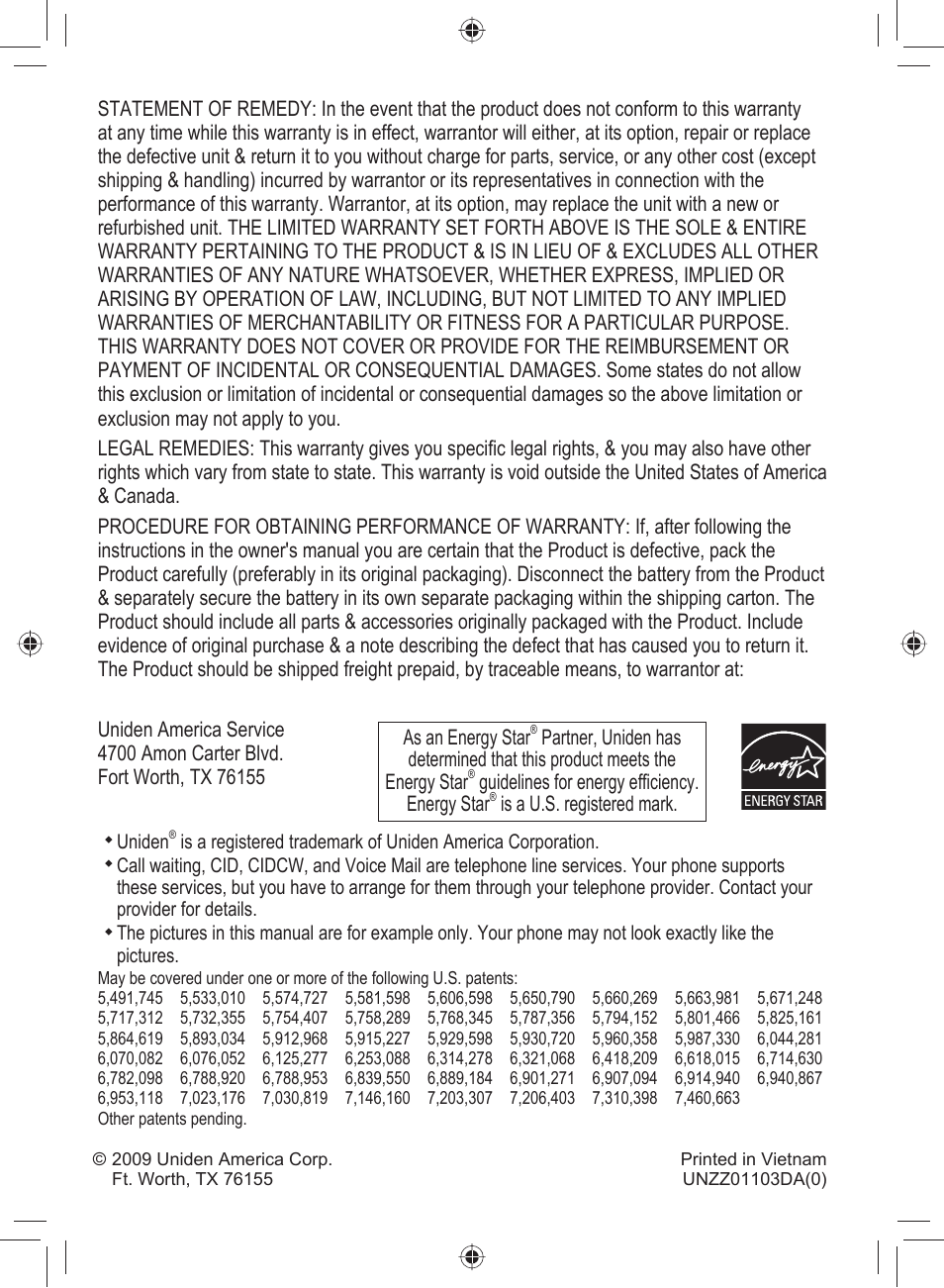 Uniden DECT4066-3 User Manual | Page 48 / 48