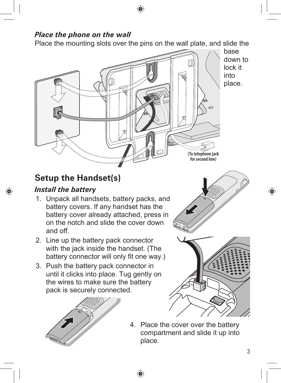 Setup the handset(s) | Uniden DECT4066-3 User Manual | Page 5 / 48