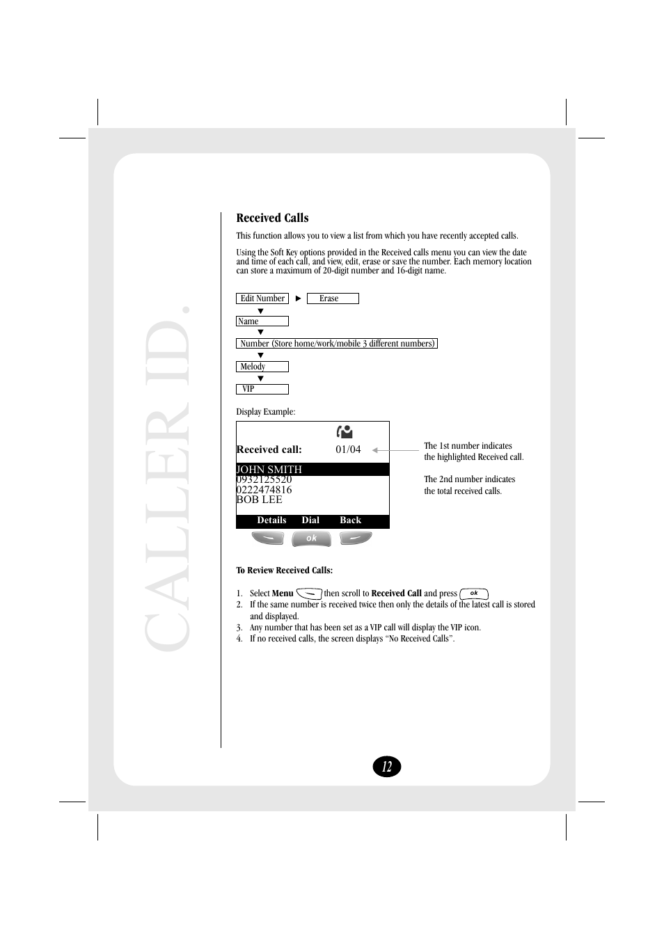 Caller id | Uniden FP106 User Manual | Page 18 / 32