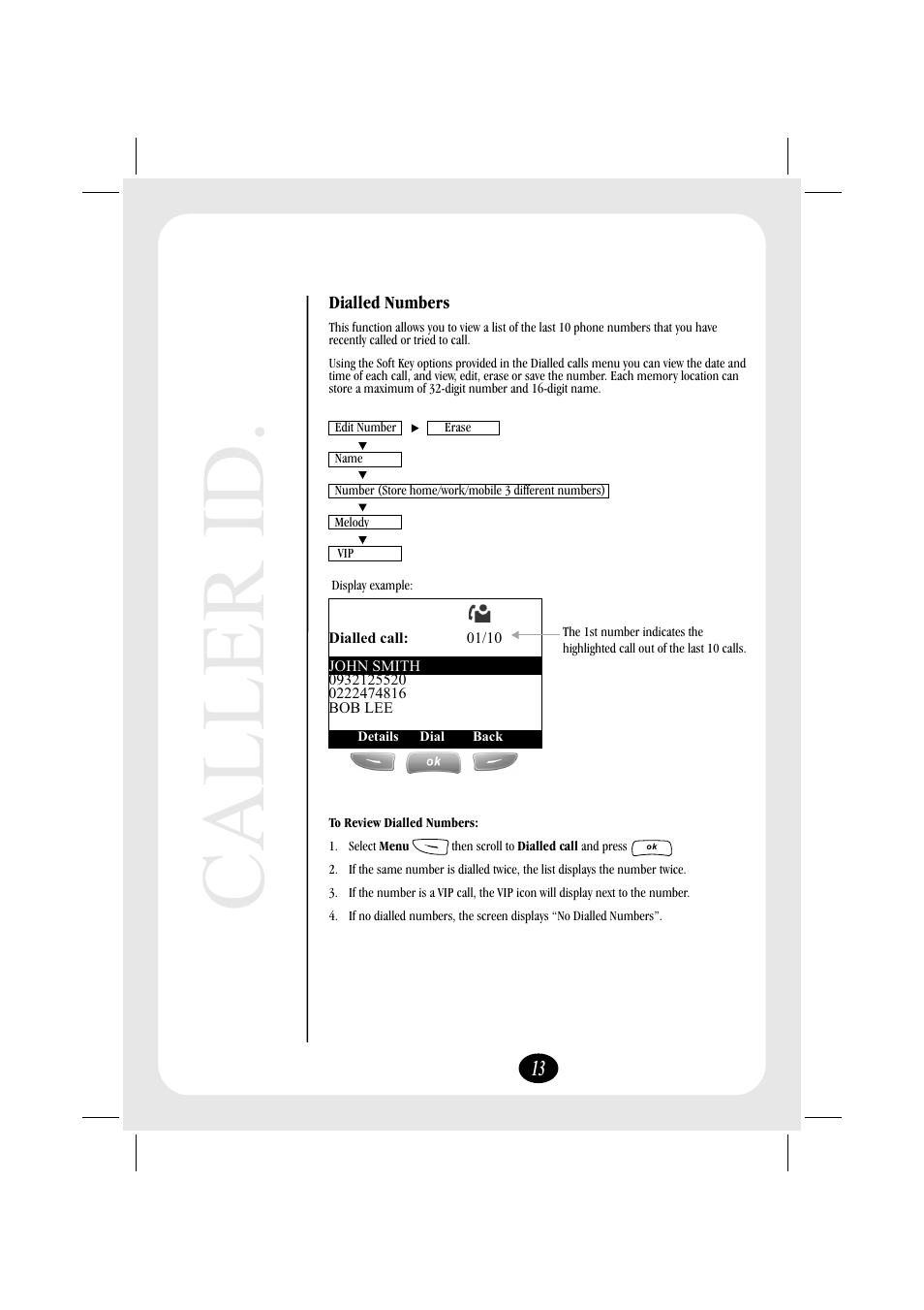 Caller id | Uniden FP106 User Manual | Page 19 / 32
