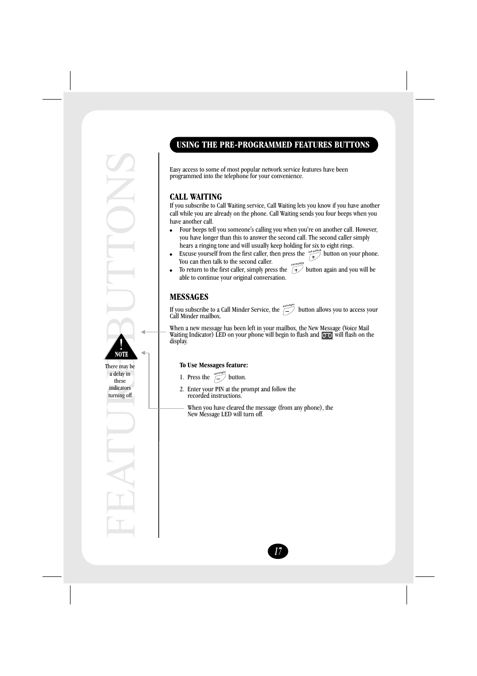 Fea ture butt ons | Uniden FP106 User Manual | Page 23 / 32
