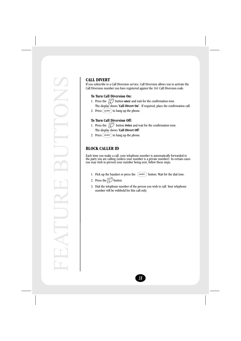 Fea ture butt ons | Uniden FP106 User Manual | Page 24 / 32