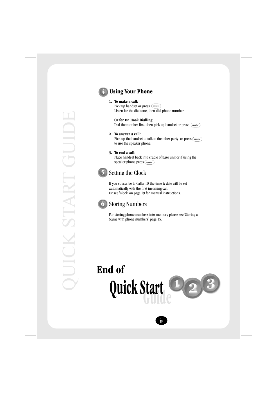 Quick start, Guide, Quick st ar t guide | End of | Uniden FP106 User Manual | Page 5 / 32
