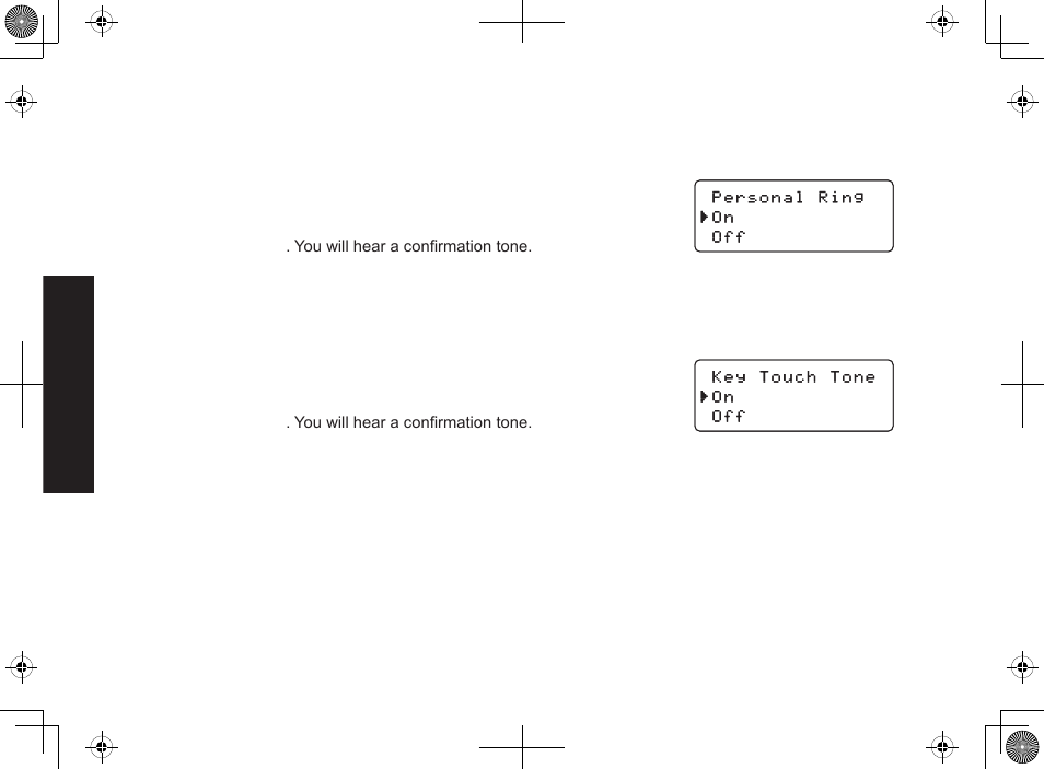 Activating personal ring (handset only), Activating the key touch tone | Uniden DECT2085-4WX User Manual | Page 22 / 68