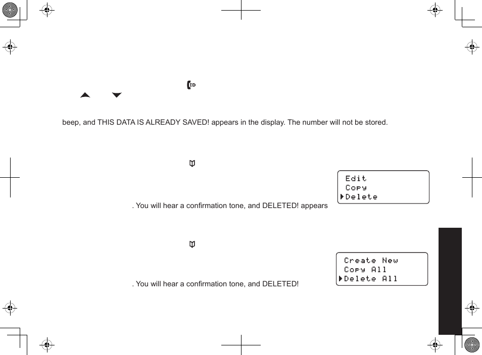 Deleting a single phonebook entry, Deleting all phonebook entries | Uniden DECT2085-4WX User Manual | Page 25 / 68