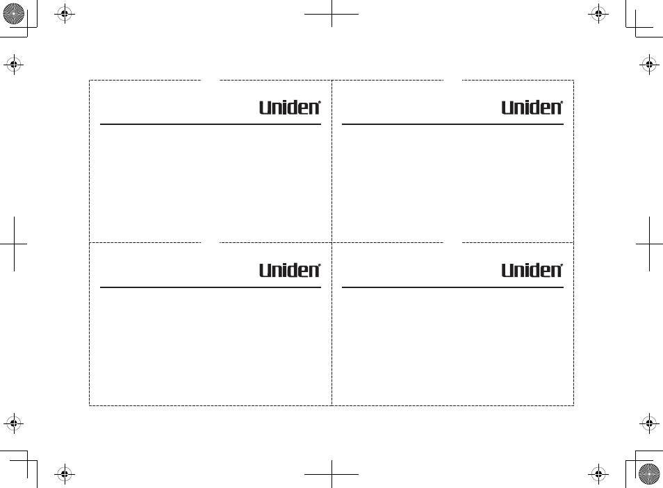 Remote operation card | Uniden DECT2085-4WX User Manual | Page 65 / 68