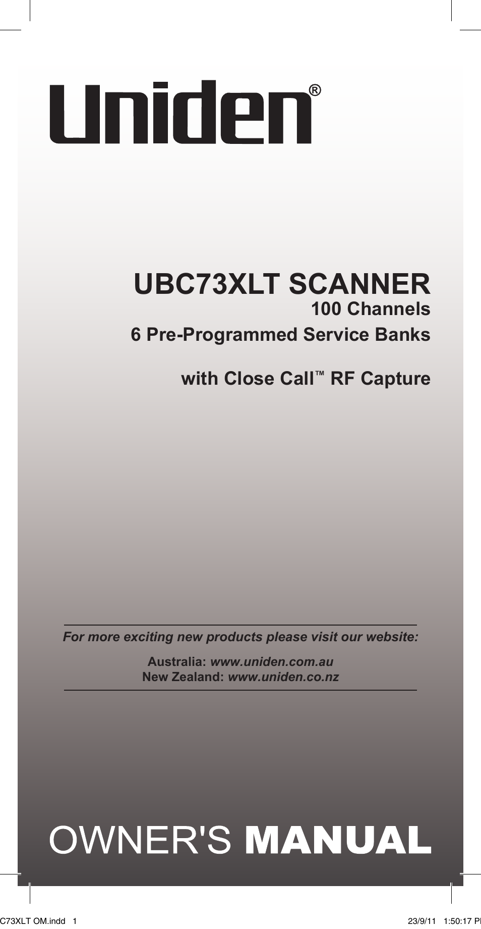 Uniden UBC73XLT User Manual | 60 pages