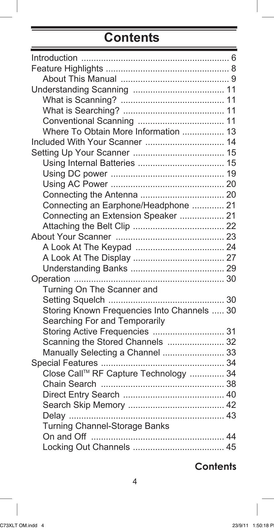 Uniden UBC73XLT User Manual | Page 4 / 60
