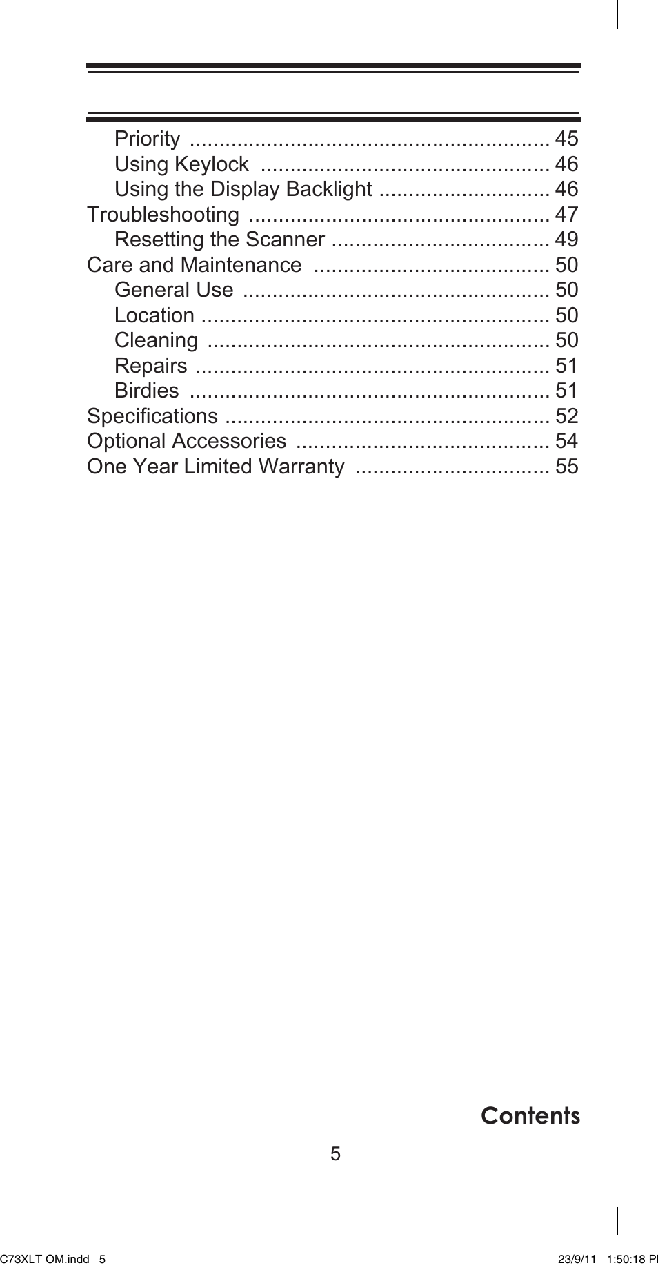 Uniden UBC73XLT User Manual | Page 5 / 60