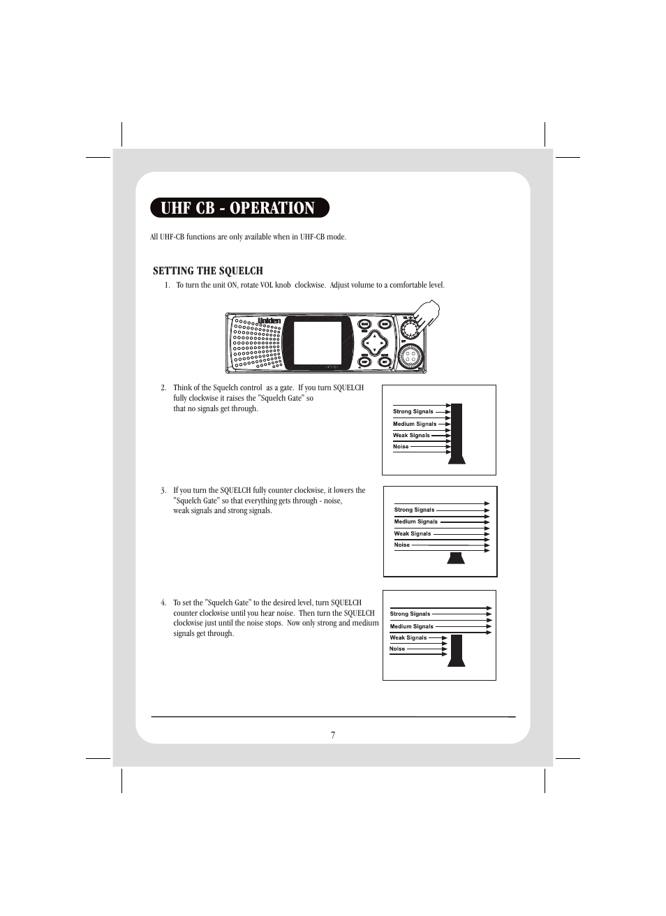 Uhf cb - operation | Uniden GPS105 User Manual | Page 14 / 36