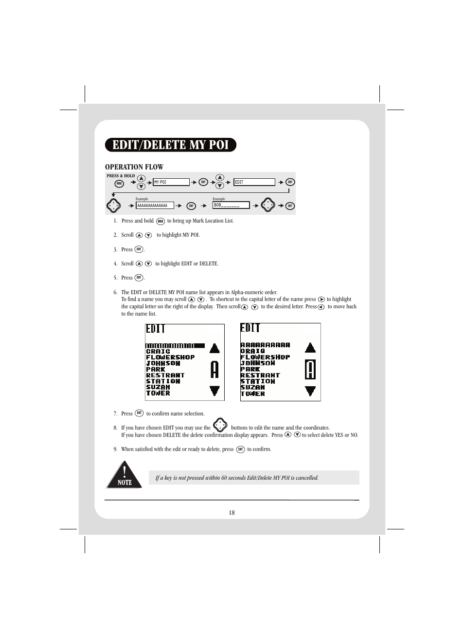 Edit/delete my poi, Operation flow | Uniden GPS105 User Manual | Page 25 / 36