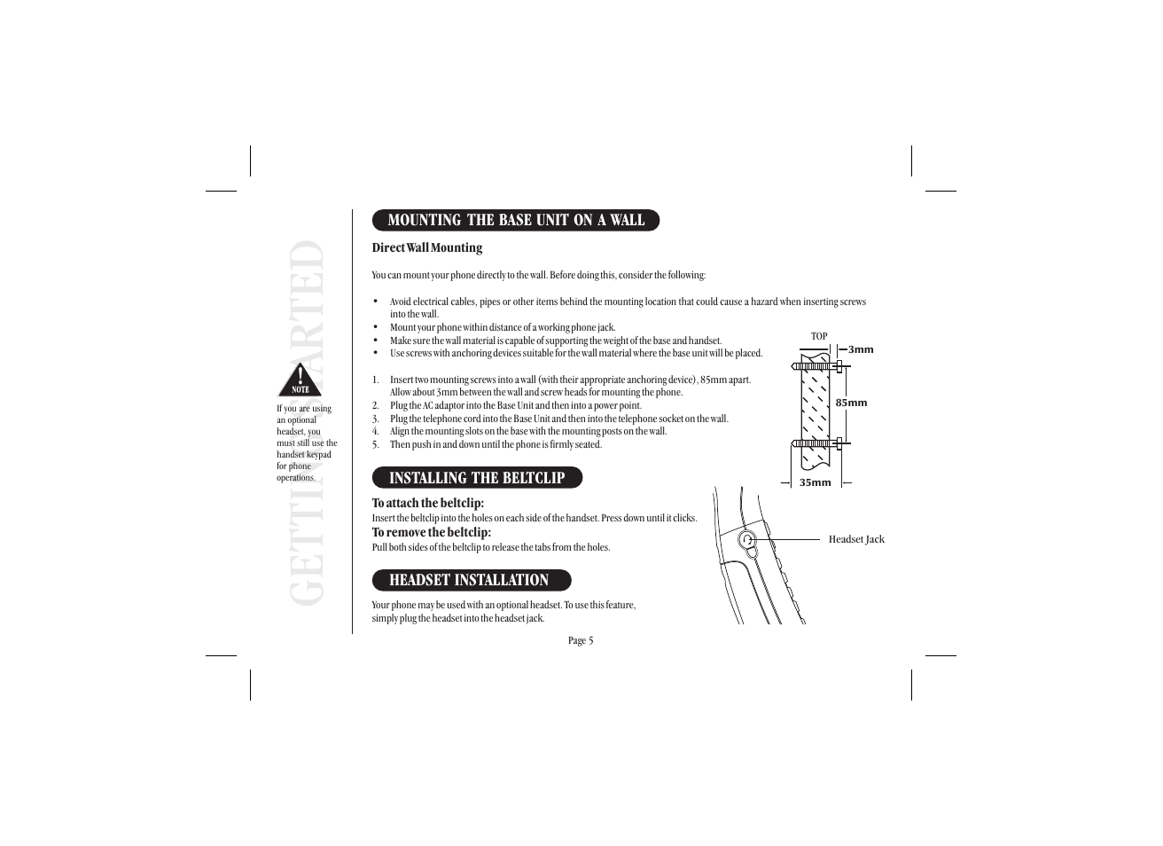 Get ting st ar ted | Uniden XSA 975 User Manual | Page 13 / 44