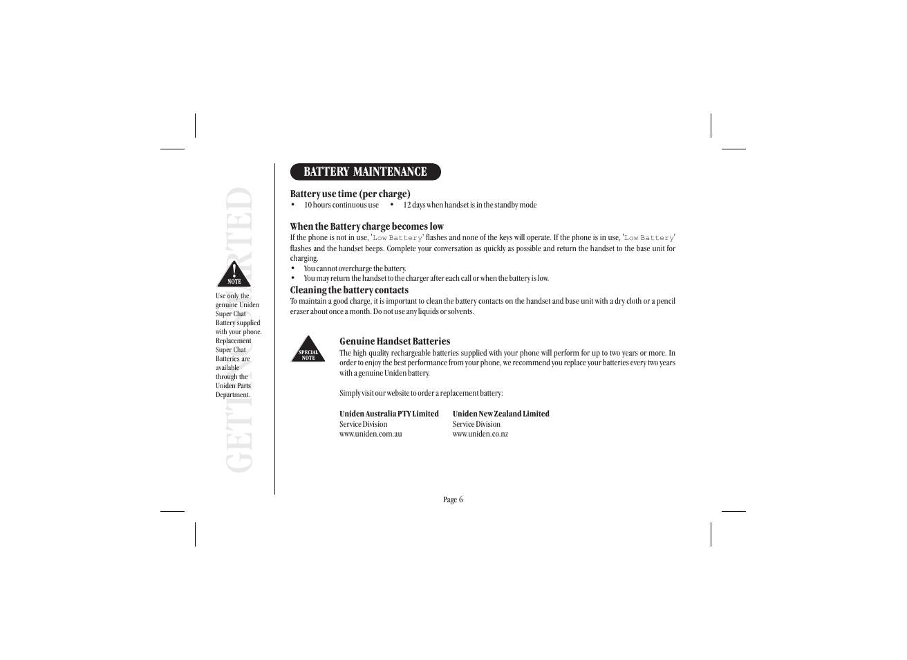 Get ting st ar ted | Uniden XSA 975 User Manual | Page 14 / 44