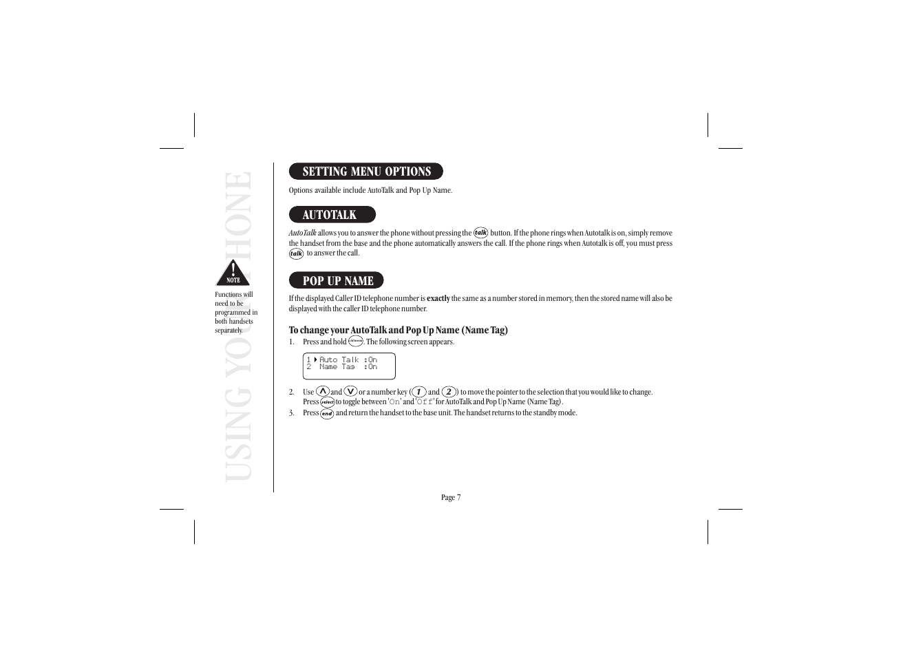 Using your phone | Uniden XSA 975 User Manual | Page 15 / 44
