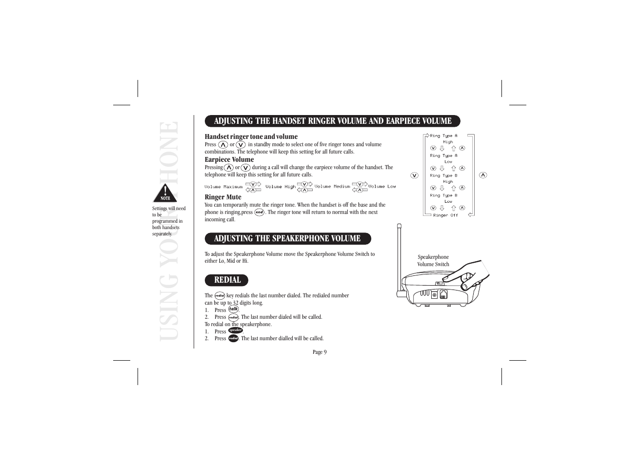 Using your phone | Uniden XSA 975 User Manual | Page 17 / 44