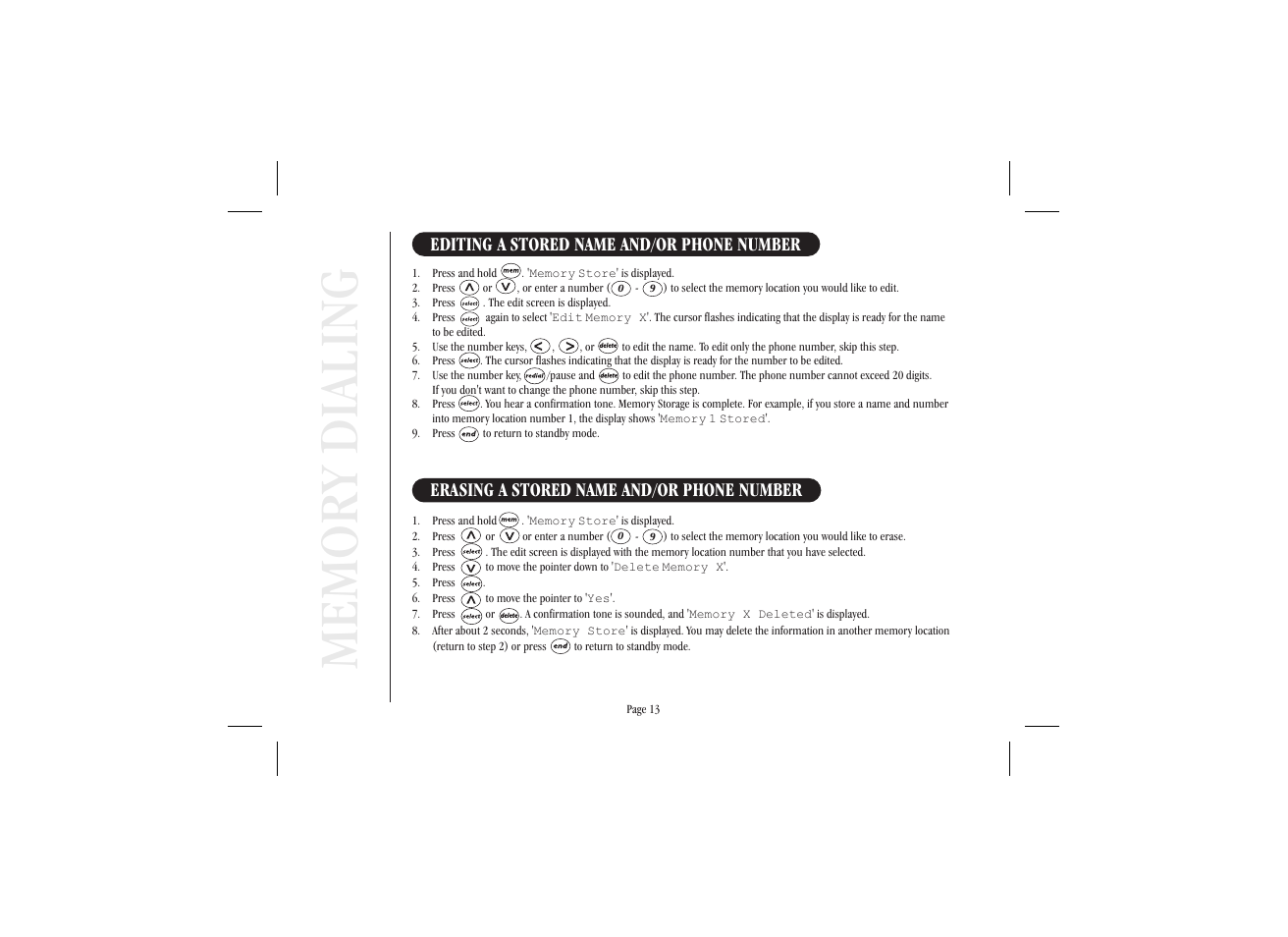 Erasing a stored name and/or phone number, Editing a stored name and/or phone number | Uniden XSA 975 User Manual | Page 21 / 44