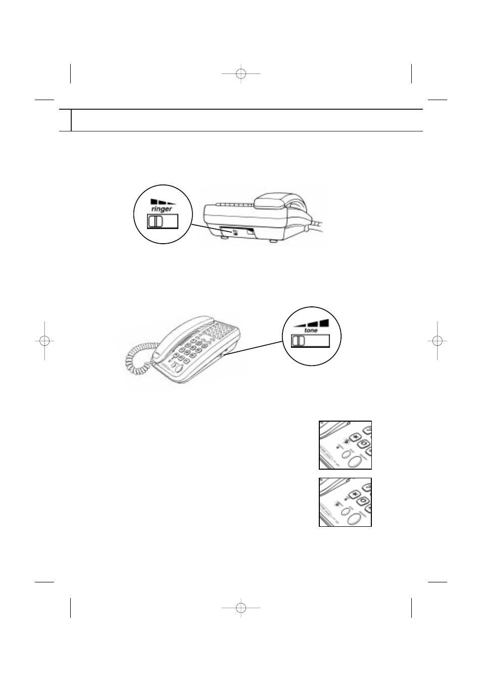 Adjusting the ringer volume control, Adjusting the ringer tone control | Uniden FP101 User Manual | Page 17 / 28