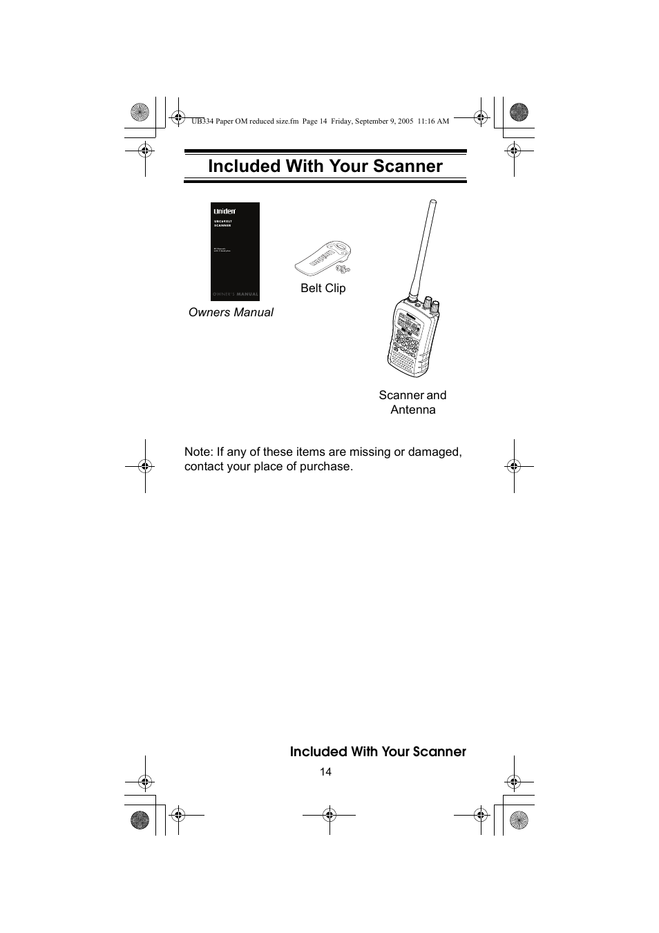 Included with your scanner | Uniden UBC69XLT User Manual | Page 14 / 44