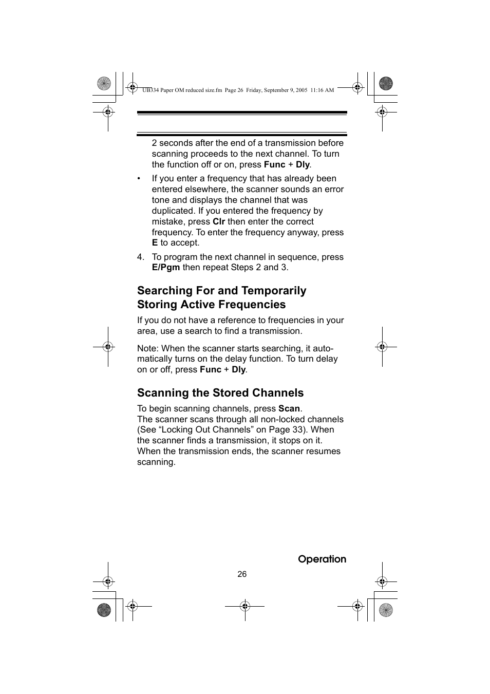 Scanning the stored channels | Uniden UBC69XLT User Manual | Page 26 / 44