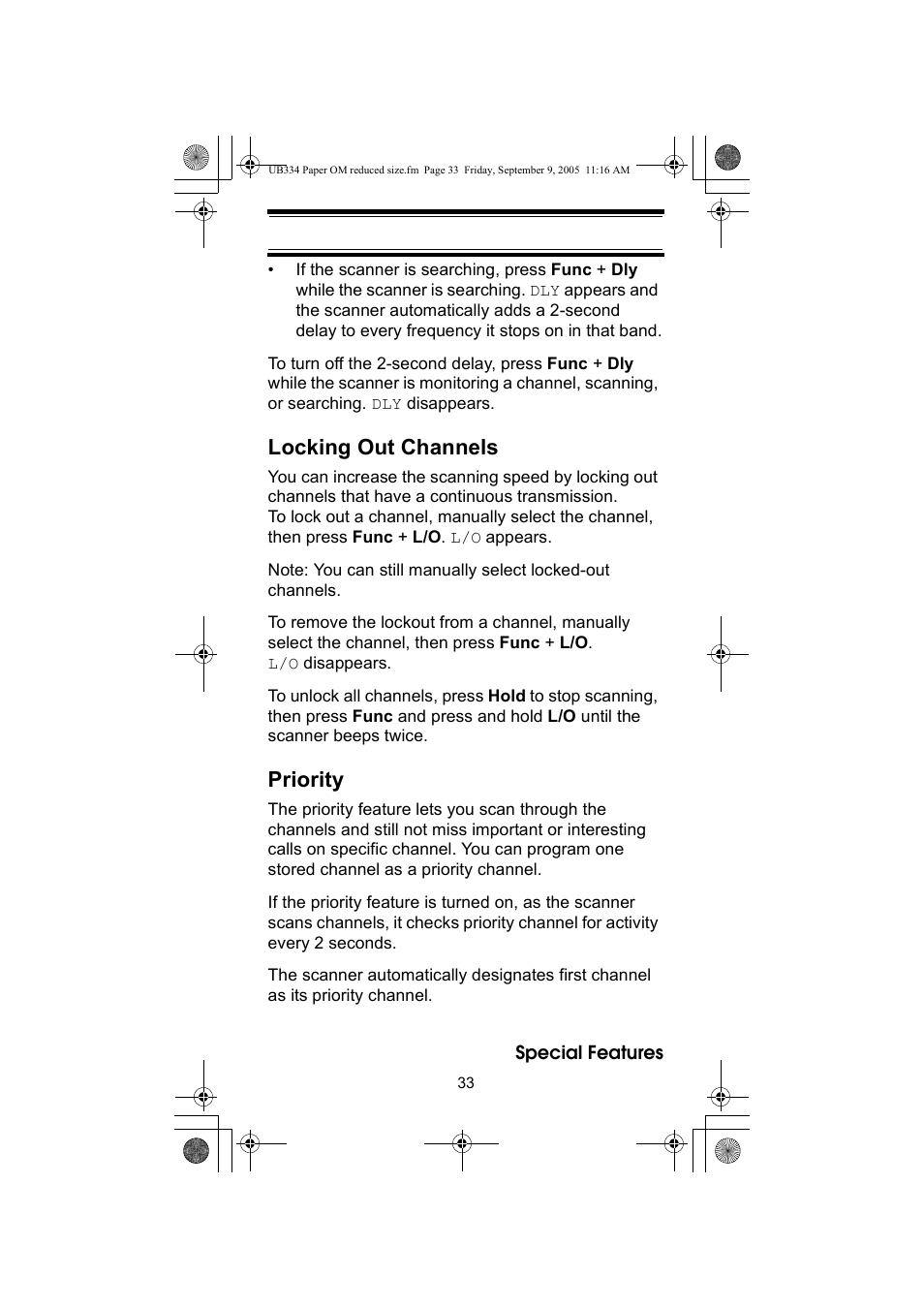 Locking out channels, Priority | Uniden UBC69XLT User Manual | Page 33 / 44